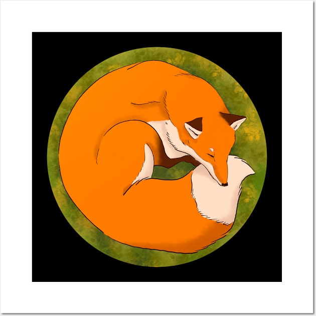 Fox Sleeping Forest Fairy Wall Art by Trippycollage